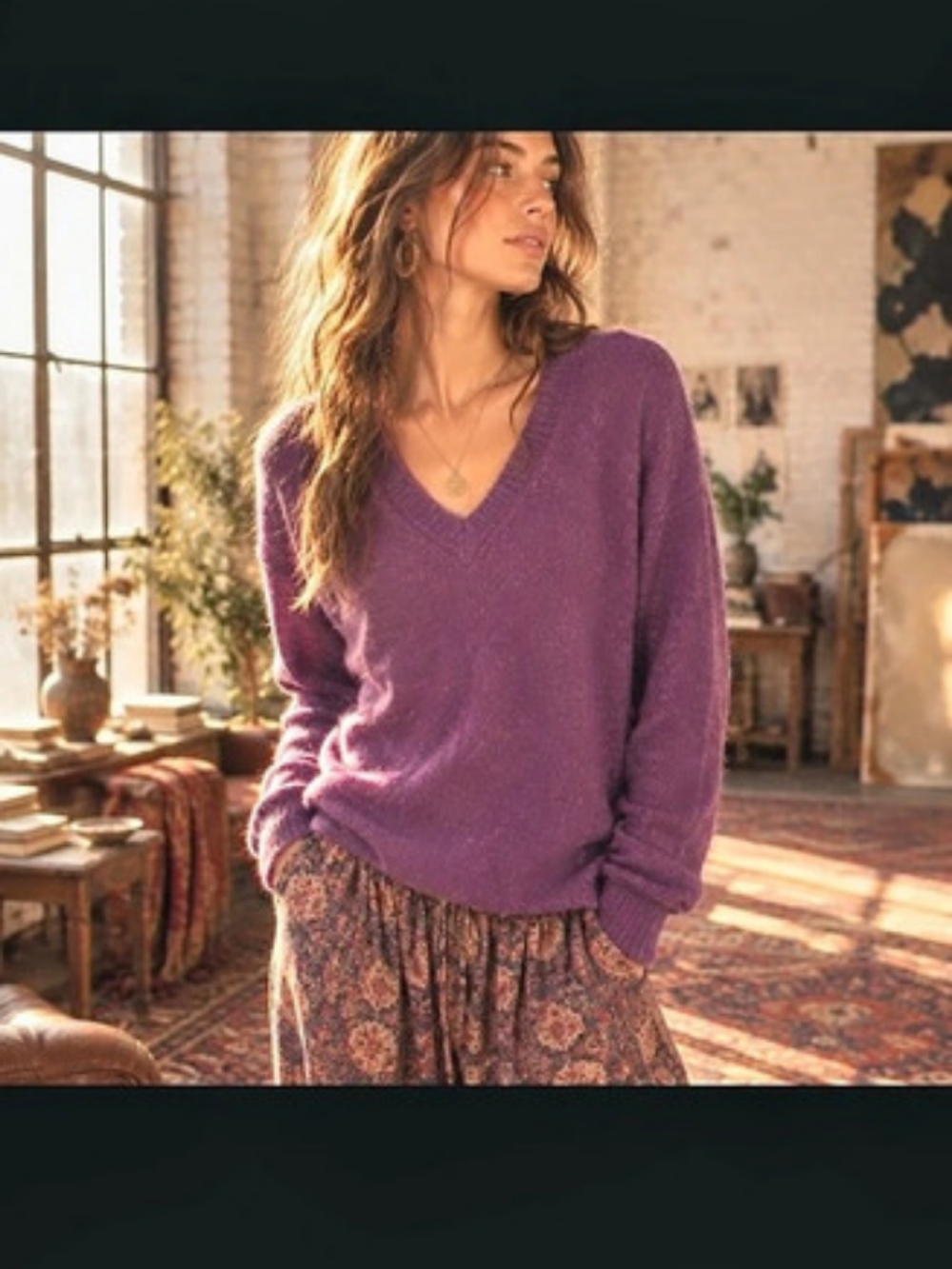 Ted Baker Purple V-Neck Sweater